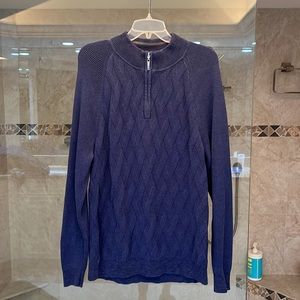 Tommy Bahama blue 1/4 zip sweater, size XL excellent condition 100% cotton
